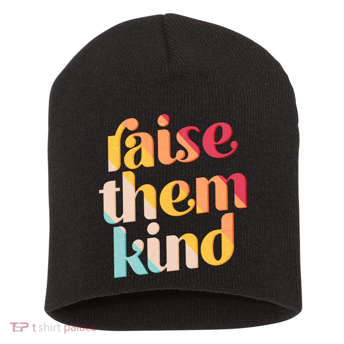 Raise Them Kind Vintage Style Colors Short Acrylic Beanie