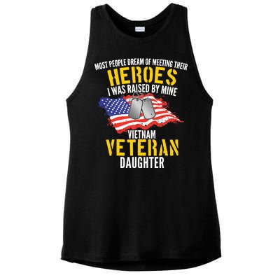 Raised By My Hero Proud Vietnam Veterans Daughter Ladies PosiCharge Tri-Blend Wicking Tank