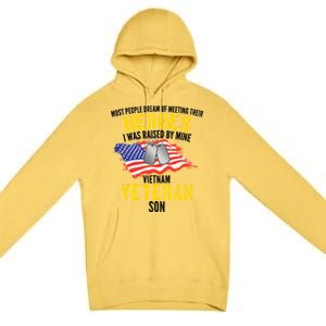 Raised By My Hero Proud Vietnam Veterans Son Premium Pullover Hoodie