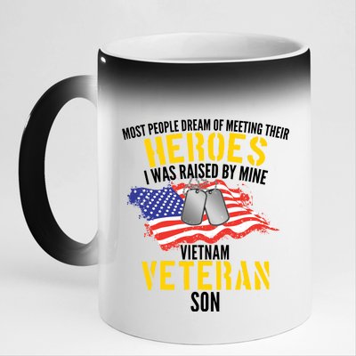 Raised By My Hero Proud Vietnam Veterans Son 11oz Black Color Changing Mug