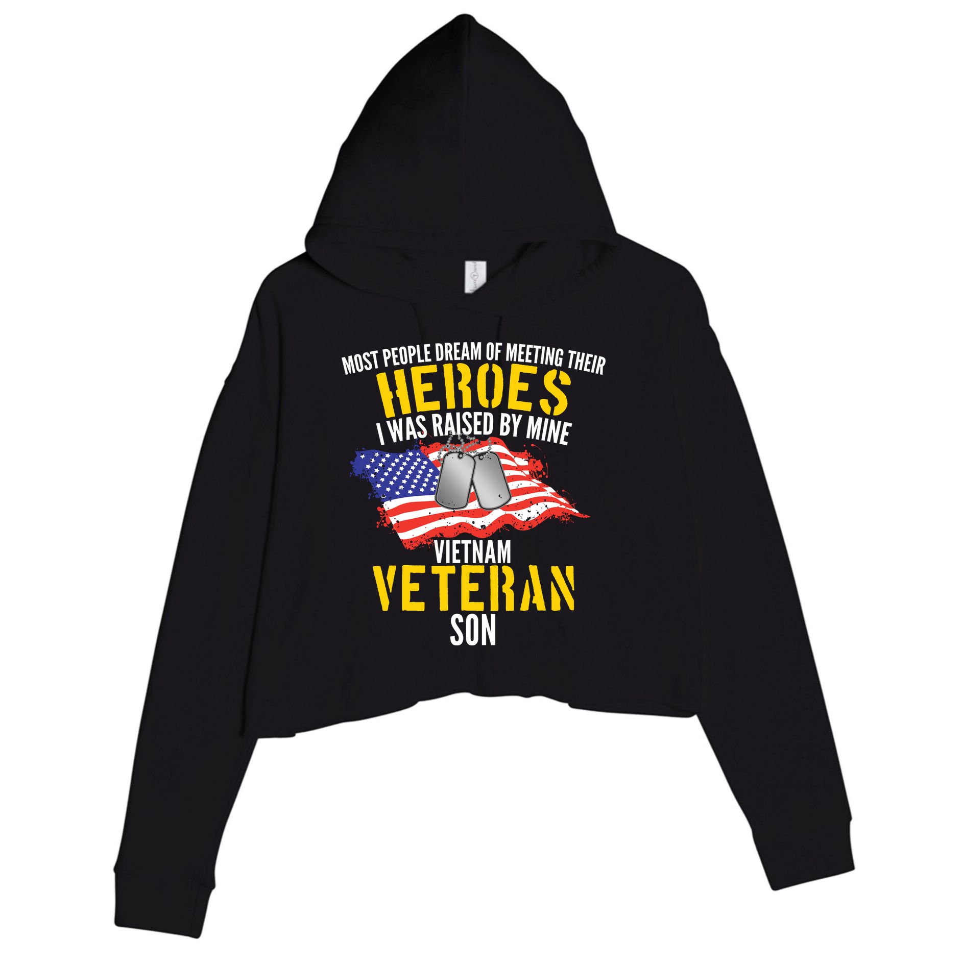 Raised By My Hero Proud Vietnam Veterans Son Crop Fleece Hoodie