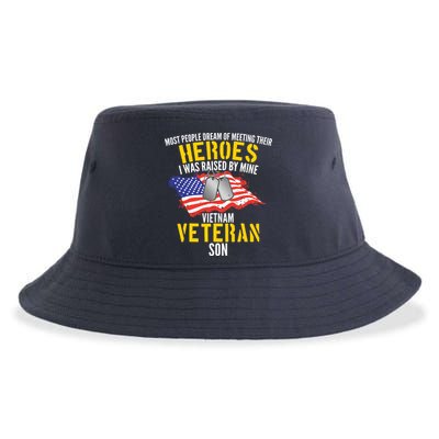 Raised By My Hero Proud Vietnam Veterans Son Sustainable Bucket Hat