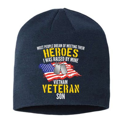 Raised By My Hero Proud Vietnam Veterans Son Sustainable Beanie