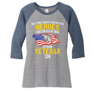 Raised By My Hero Proud Vietnam Veterans Son Women's Tri-Blend 3/4-Sleeve Raglan Shirt