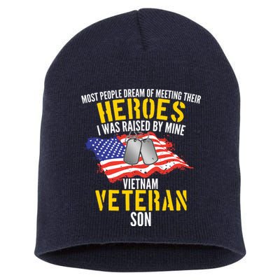 Raised By My Hero Proud Vietnam Veterans Son Short Acrylic Beanie