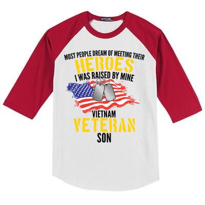 Raised By My Hero Proud Vietnam Veterans Son Kids Colorblock Raglan Jersey