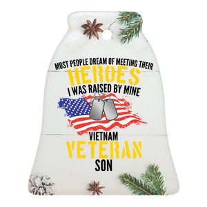 Raised By My Hero Proud Vietnam Veterans Son Ceramic Bell Ornament