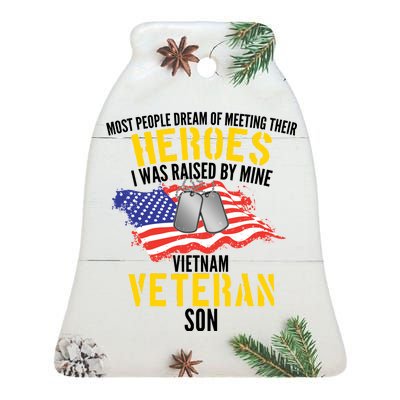 Raised By My Hero Proud Vietnam Veterans Son Ceramic Bell Ornament