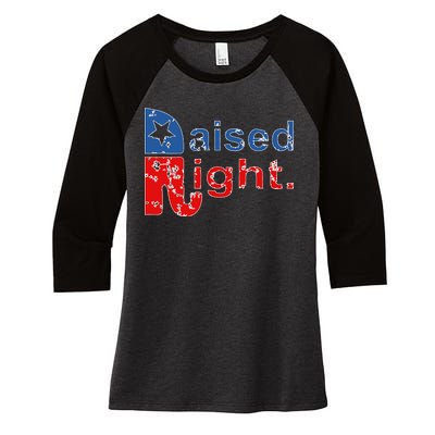 Raised Right Republican Logo Women's Tri-Blend 3/4-Sleeve Raglan Shirt