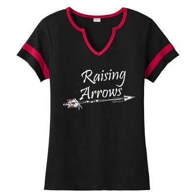 Raising Arrows Christian Psalm 127:3-5 Ladies Halftime Notch Neck Tee