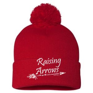 Raising Arrows Christian Psalm 127:3-5 Pom Pom 12in Knit Beanie