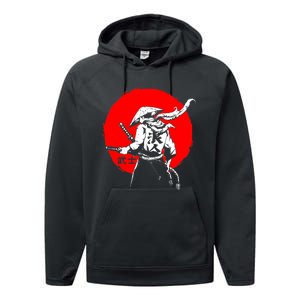 Retro Ancient Japan Samurai Warrior Tokyo Samurai Katana Performance Fleece Hoodie