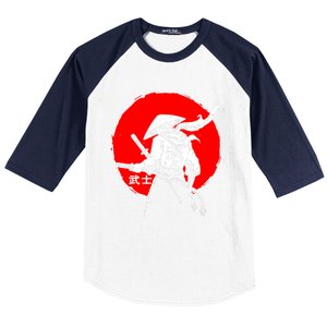 Retro Ancient Japan Samurai Warrior Tokyo Samurai Katana Baseball Sleeve Shirt