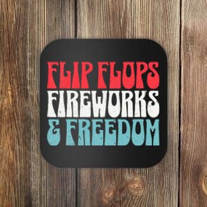 Retro American July 4th Summer Flip Flops Fireworks Freedom Coaster