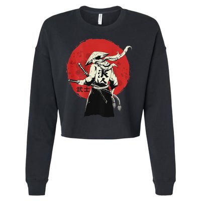 Retro Ancient Japan Samurai Warrior Tokyo Samurai Katana Cropped Pullover Crew