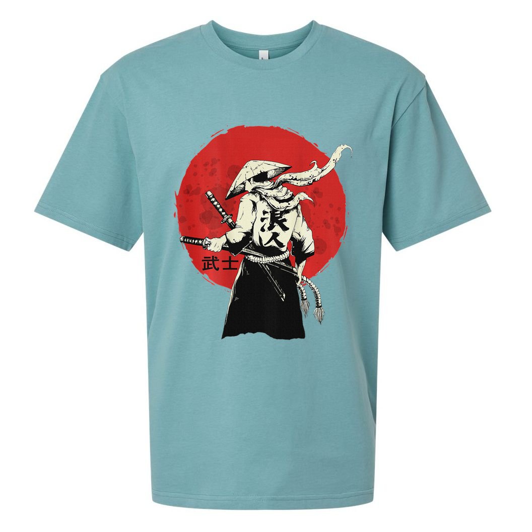 Retro Ancient Japan Samurai Warrior Tokyo Samurai Katana Sueded Cloud Jersey T-Shirt