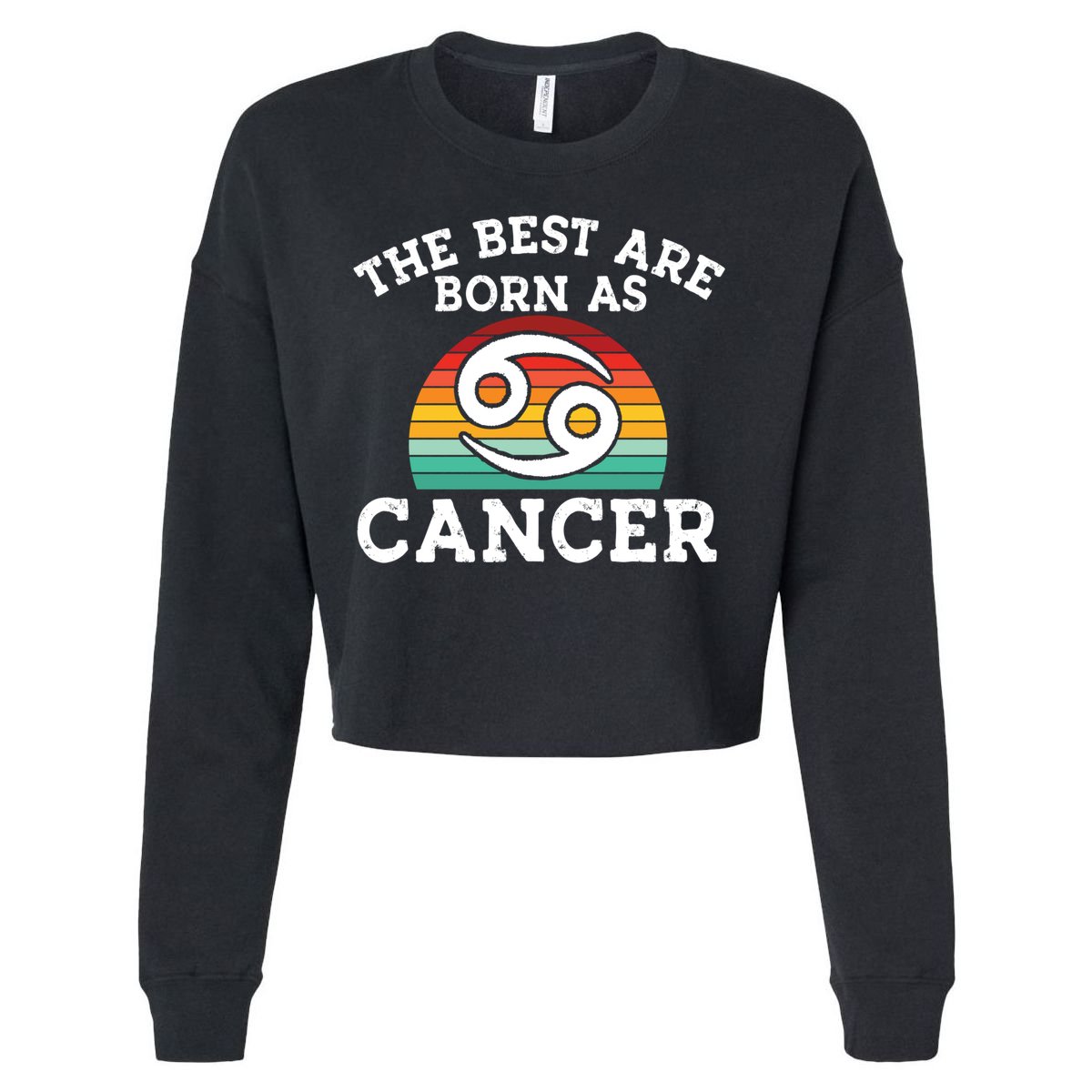 Retro Astrology June July Month Birthday Cancer Zodiac Sign Gift Cropped Pullover Crew