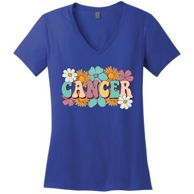 Retro Astrology June July Birthday Zodiac Sign Cancer Funny Gift Women's V-Neck T-Shirt