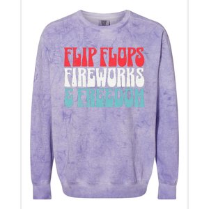 Retro American July 4th Summer Flip Flops Fireworks Freedom Colorblast Crewneck Sweatshirt