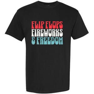 Retro American July 4th Summer Flip Flops Fireworks Freedom Garment-Dyed Heavyweight T-Shirt