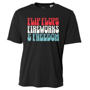 Retro American July 4th Summer Flip Flops Fireworks Freedom Cooling Performance Crew T-Shirt