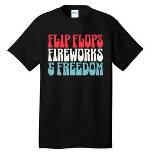 Retro American July 4th Summer Flip Flops Fireworks Freedom Tall T-Shirt