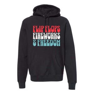 Retro American July 4th Summer Flip Flops Fireworks Freedom Premium Hoodie