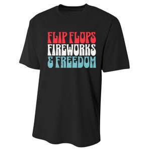 Retro American July 4th Summer Flip Flops Fireworks Freedom Performance Sprint T-Shirt