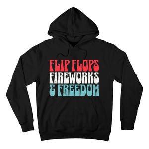 Retro American July 4th Summer Flip Flops Fireworks Freedom Tall Hoodie