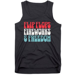 Retro American July 4th Summer Flip Flops Fireworks Freedom Tank Top