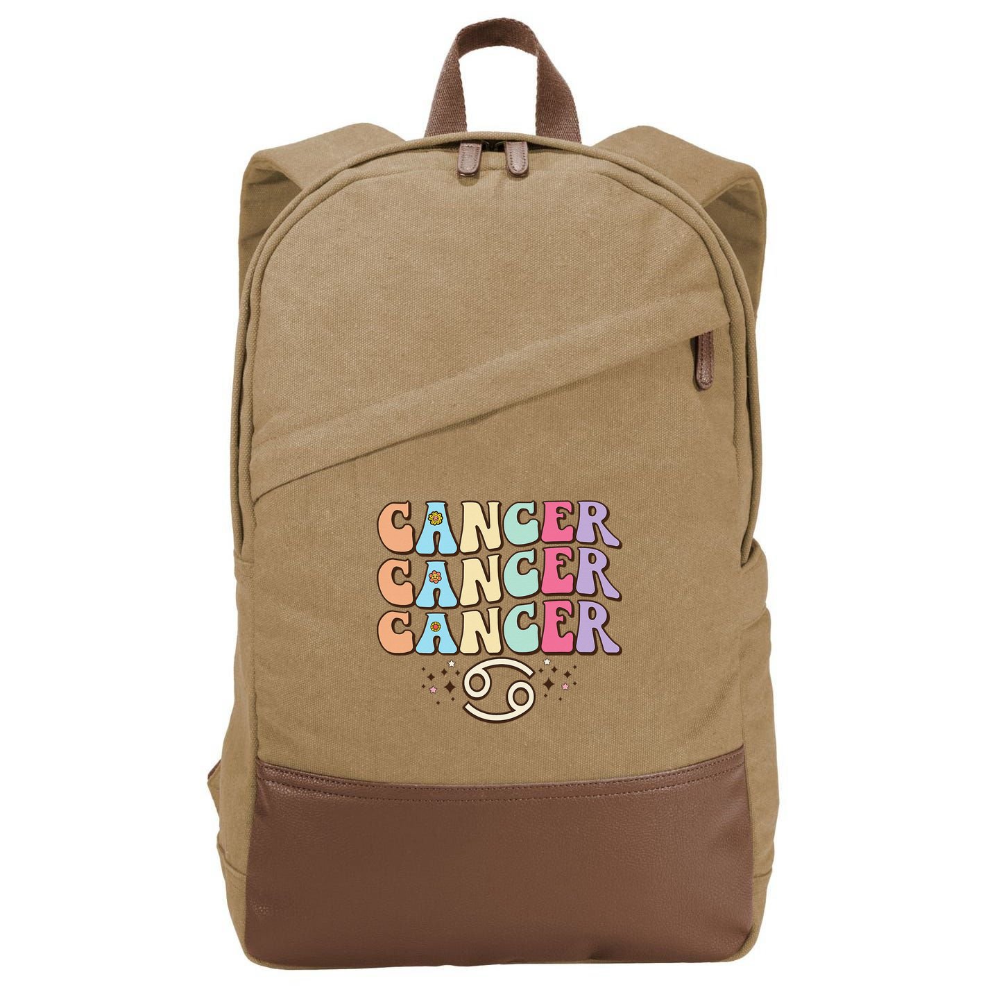 Retro Astrology June July month birthday Cancer Zodiac sign Cotton Canvas Backpack