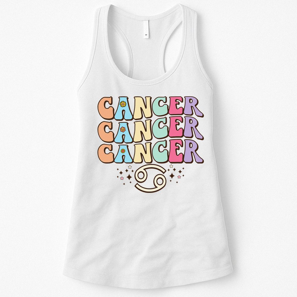 Retro Astrology June July month birthday Cancer Zodiac sign Womens Tank Top