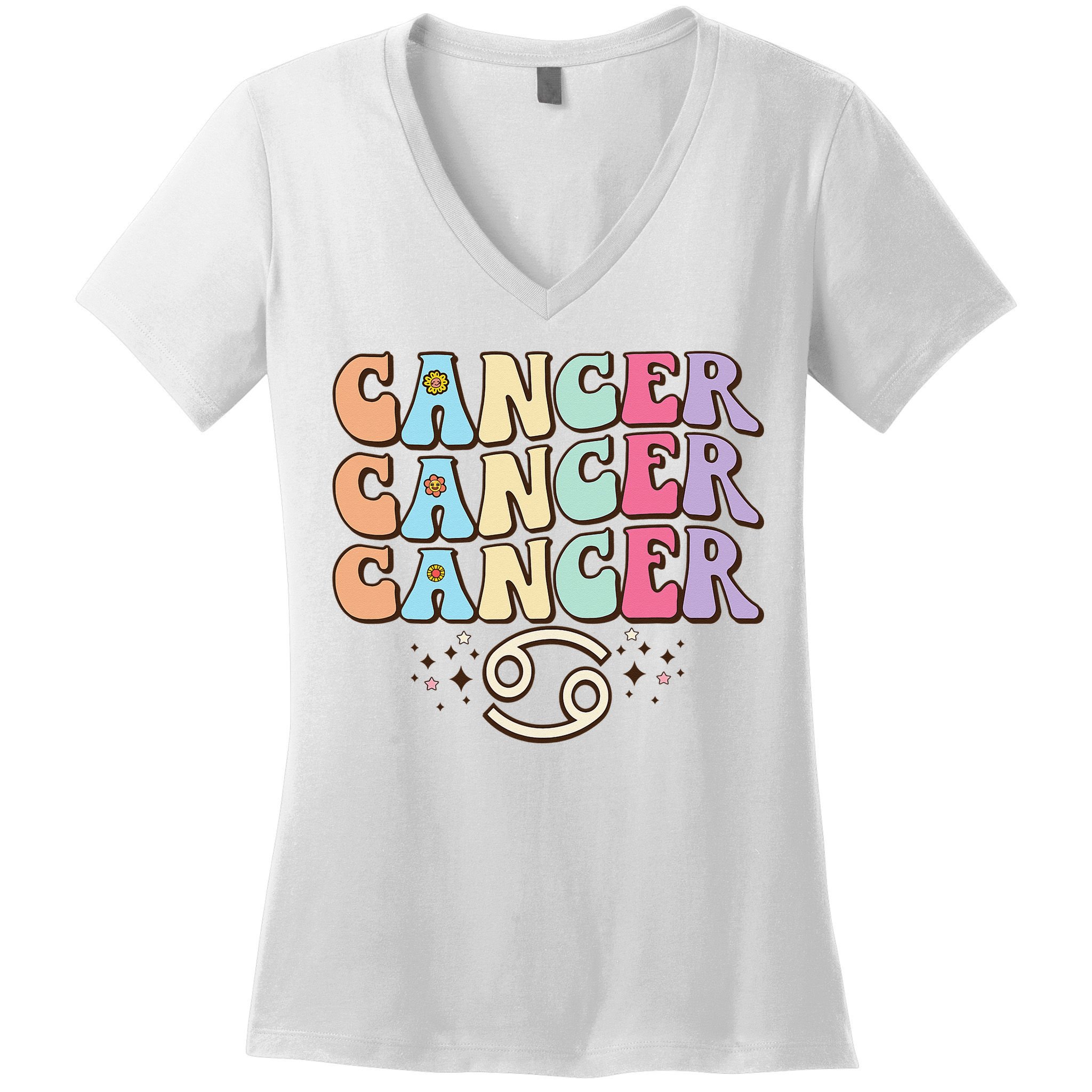 Retro Astrology June July month birthday Cancer Zodiac sign Women's V-Neck T-Shirt