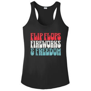 Retro American July 4th Summer Flip Flops Fireworks Freedom Ladies PosiCharge Competitor Racerback Tank