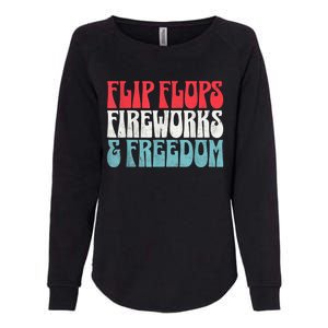 Retro American July 4th Summer Flip Flops Fireworks Freedom Womens California Wash Sweatshirt