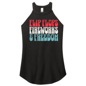 Retro American July 4th Summer Flip Flops Fireworks Freedom Women's Perfect Tri Rocker Tank