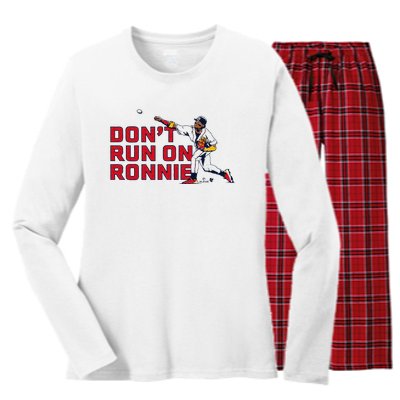 Ronald Acuña Jr Dont Run On Ronnie Atlanta Baseball Women's Long Sleeve Flannel Pajama Set 