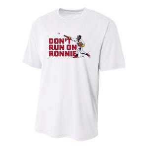 Ronald Acuña Jr Dont Run On Ronnie Atlanta Baseball Youth Performance Sprint T-Shirt