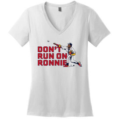 Ronald Acuña Jr Dont Run On Ronnie Atlanta Baseball Women's V-Neck T-Shirt