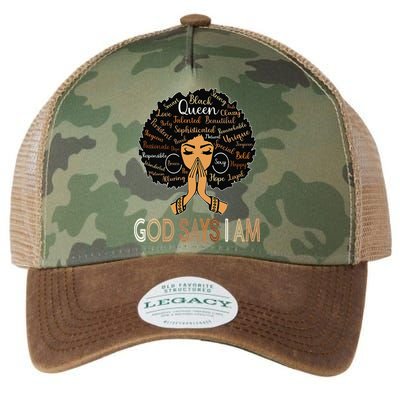 Retro Afro Juneteenth Vintage Black History God Says I Am Legacy Tie Dye Trucker Hat