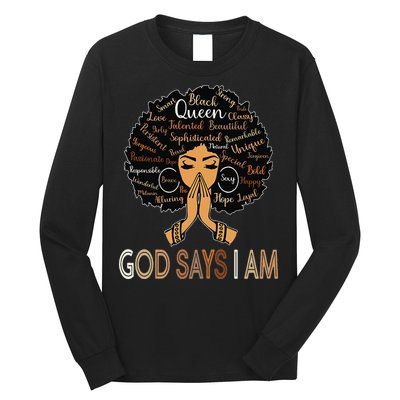 Retro Afro Juneteenth Vintage Black History God Says I Am Long Sleeve Shirt