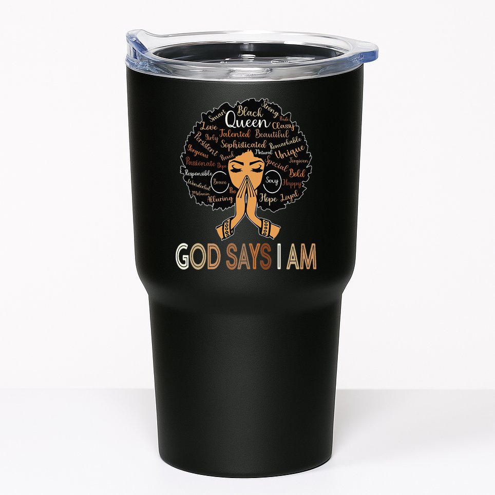 Retro Afro Juneteenth Vintage Black History God Says I Am Tumbler