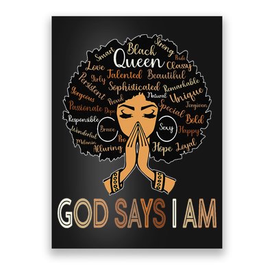 Retro Afro Juneteenth Vintage Black History God Says I Am Poster