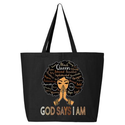 Retro Afro Juneteenth Vintage Black History God Says I Am 25L Jumbo Tote