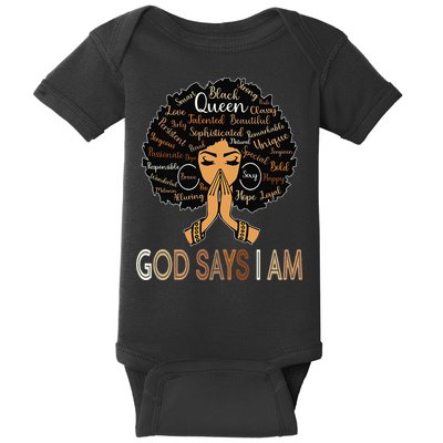 Retro Afro Juneteenth Vintage Black History God Says I Am Baby Bodysuit