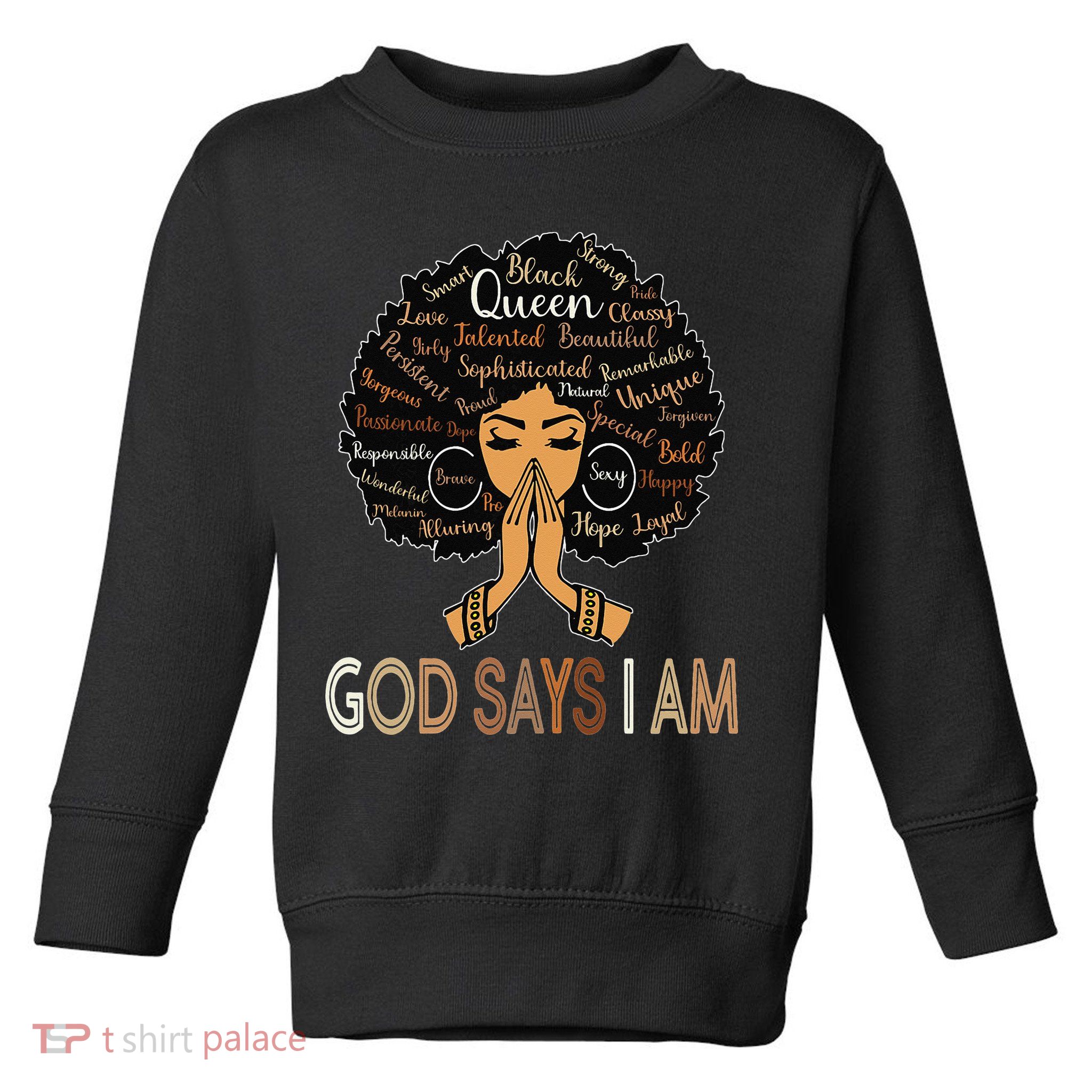 Retro Afro Juneteenth Vintage Black History God Says I Am Toddler Sweatshirt