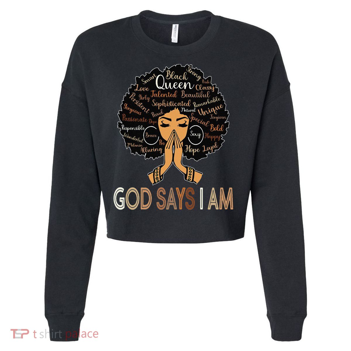Retro Afro Juneteenth Vintage Black History God Says I Am Cropped Pullover Crew