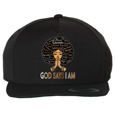 Retro Afro Juneteenth Vintage Black History God Says I Am Wool Snapback Cap