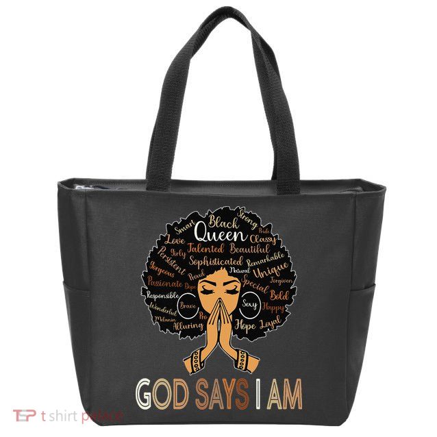 Retro Afro Juneteenth Vintage Black History God Says I Am Zip Tote Bag