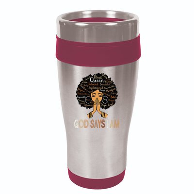 Retro Afro Juneteenth Vintage Black History God Says I Am 16oz Travel Tumbler